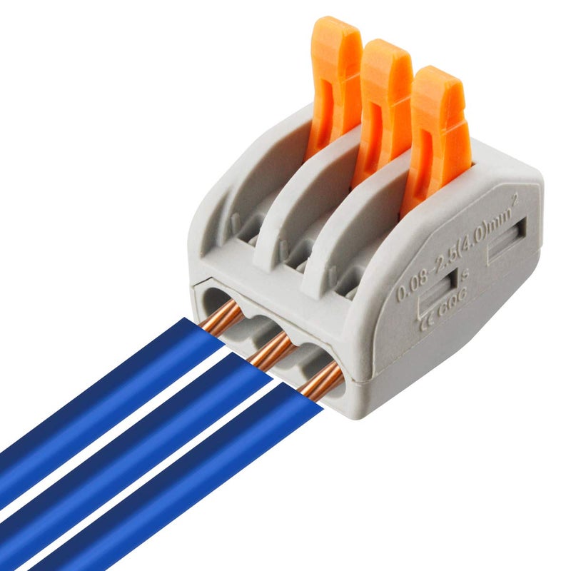 XHF2018 50 Pcs 222-413 Conductor Combination Compact Wire Connectors 3 Port Fast Connection Terminal 28-12 AWG Suitable for Multiple Types of Wires - Image 3
